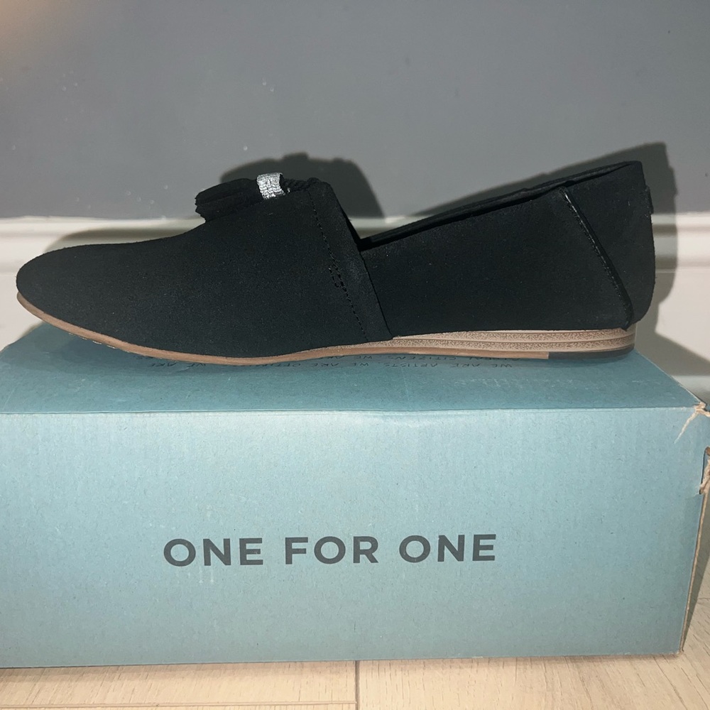 Toms Black Tassel Slip-On Loafer